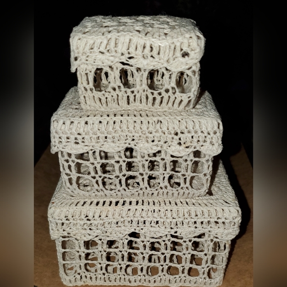 Unbranded Accents Trio Of Nesting Crocheted Vanity Boxes Poshmark